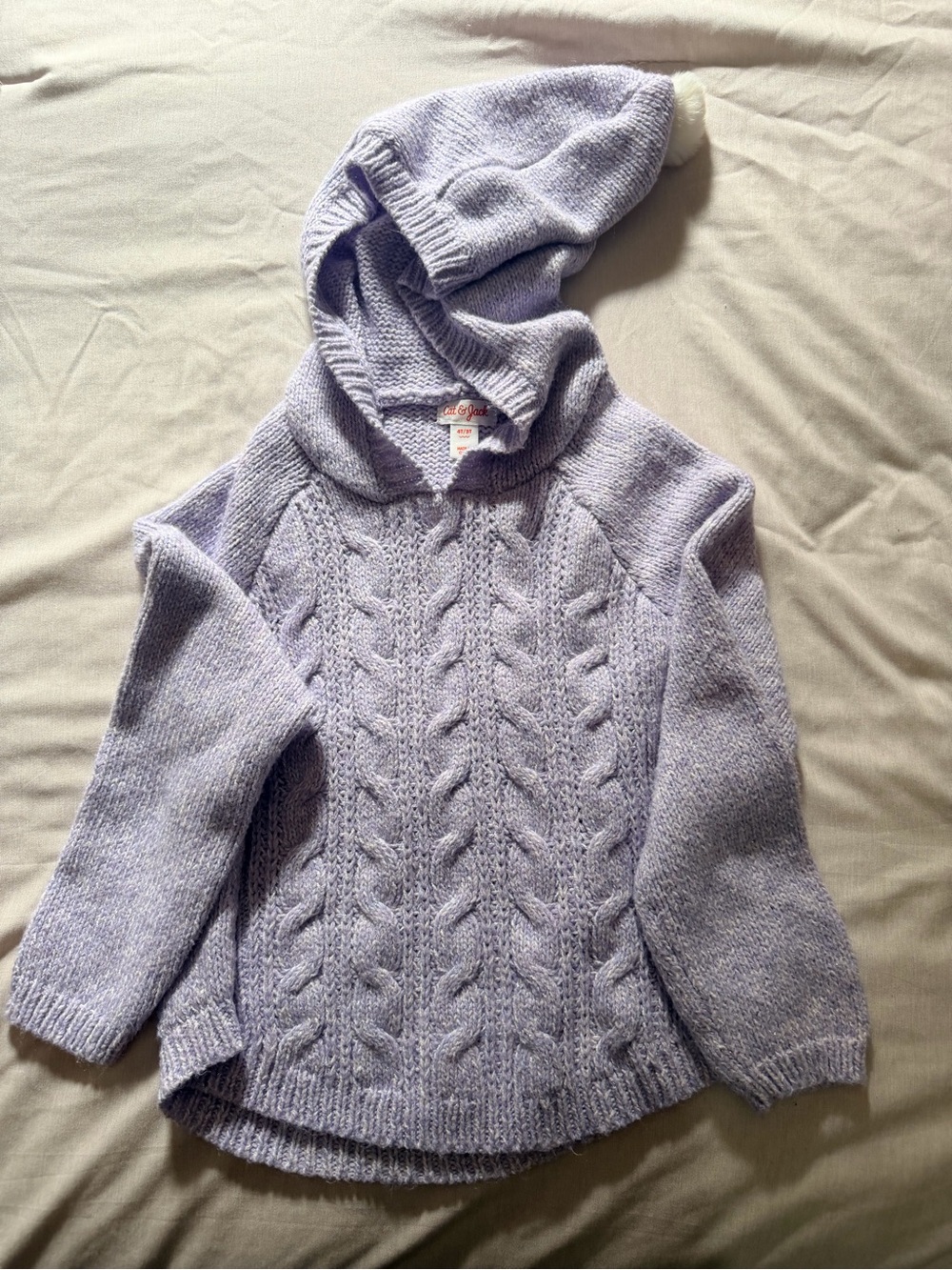 Cat & Jack Lavender Cable-Knit Hooded Sweater